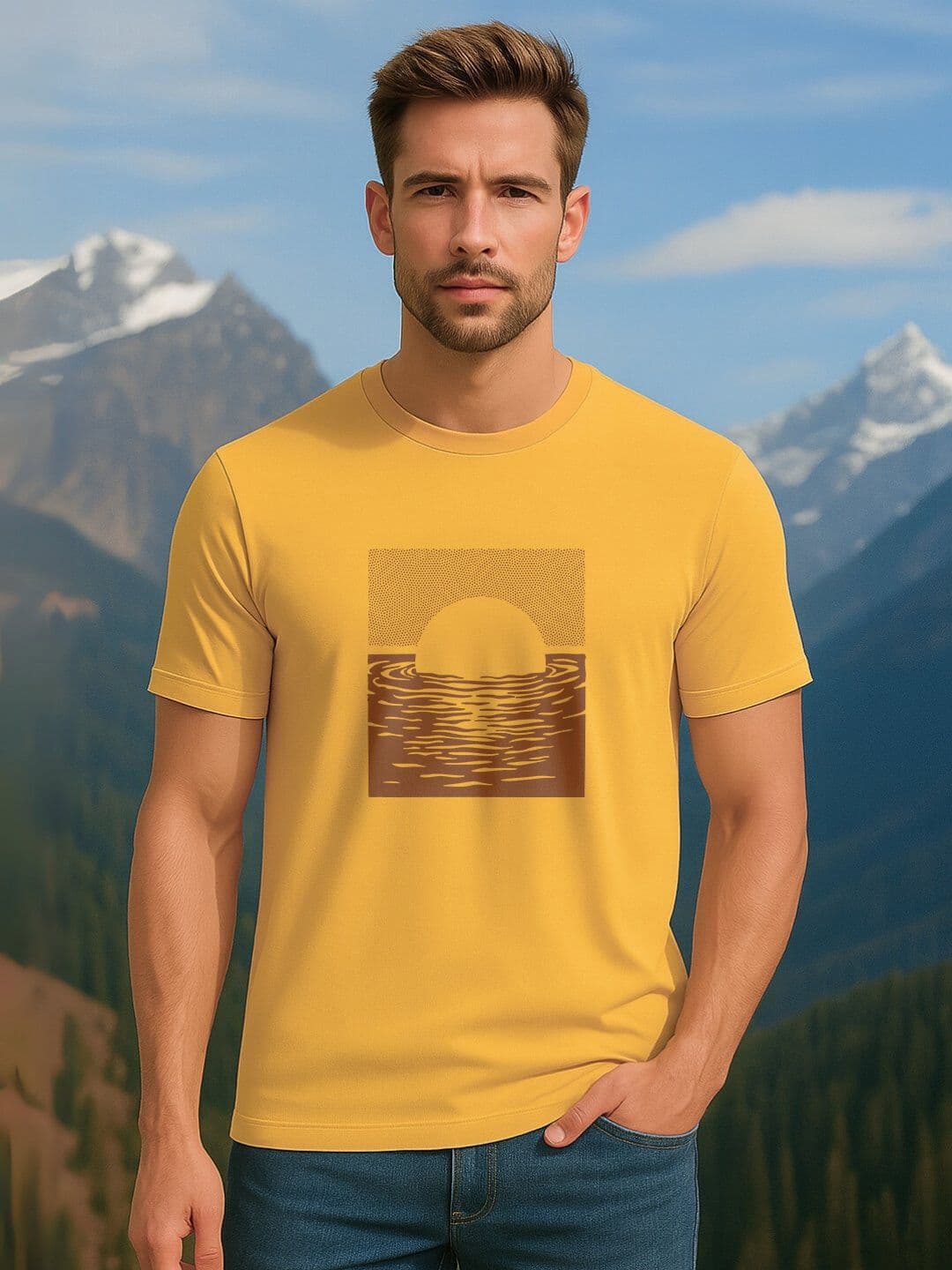 NOBERO Graphic Printed Pure Cotton Round Neck T-shirt - view 1