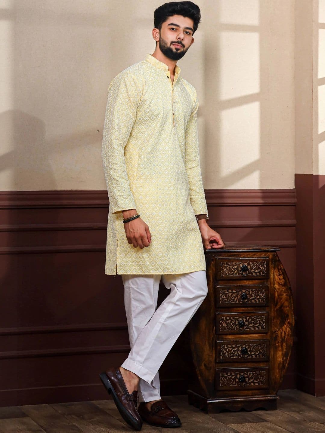 ALMORA Men Ethnic Motifs A-Line Kurtas - view 1