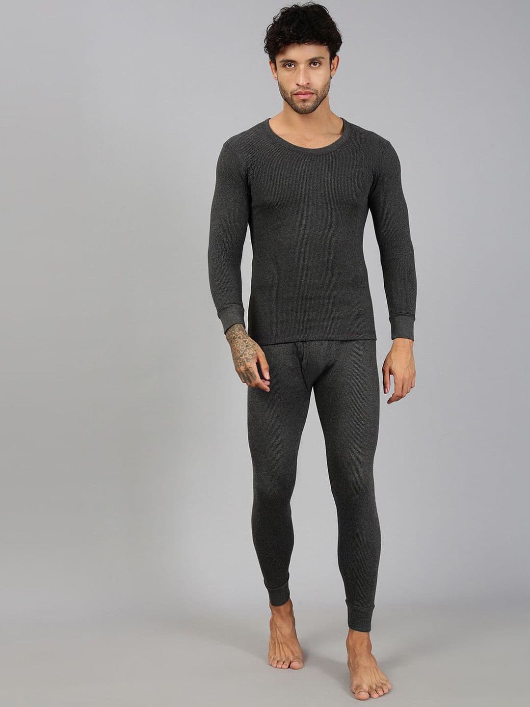 Lux Cozi Men Solid Round Neck Thermal Set - view 1