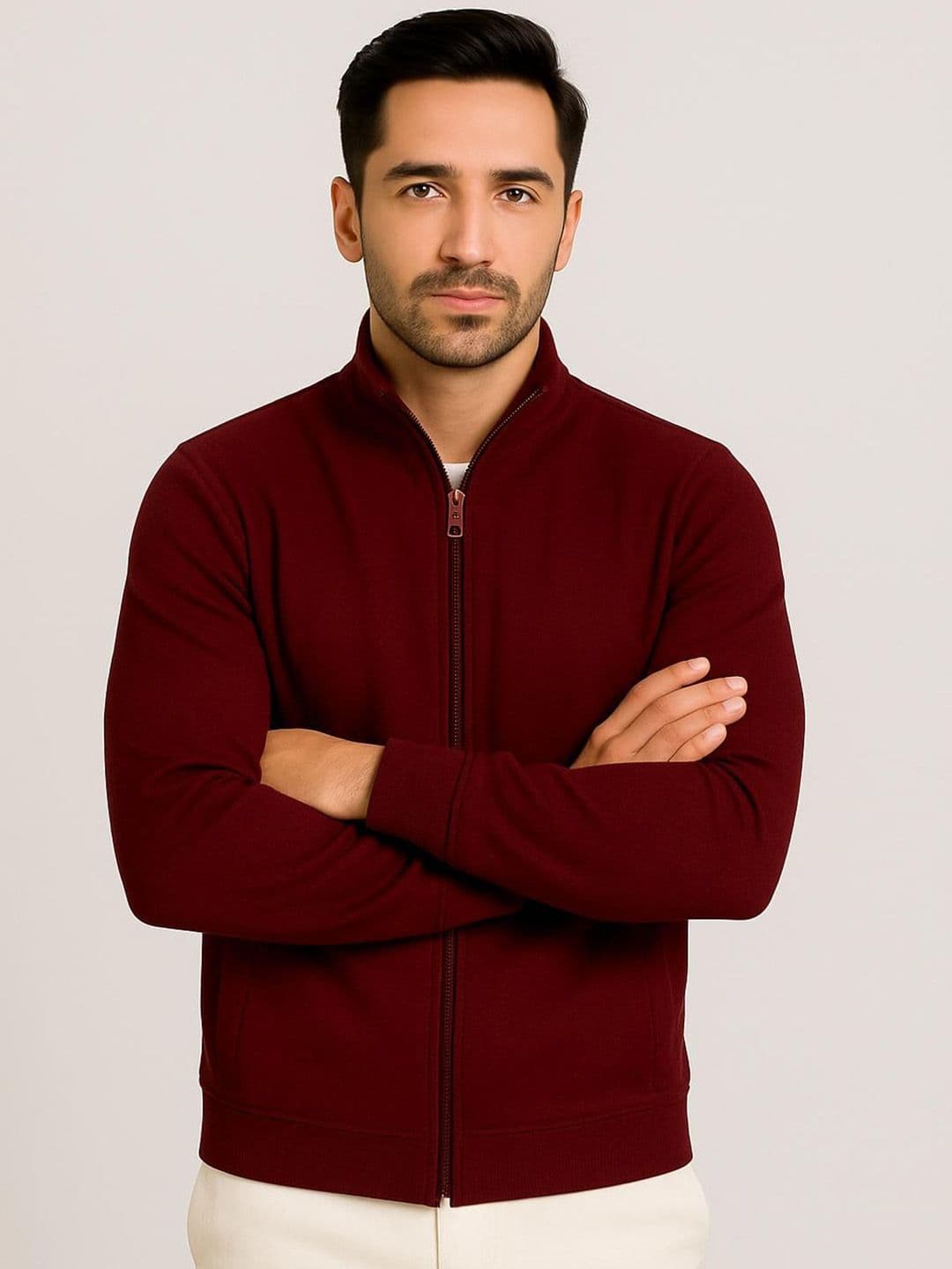 Apraa & Parma Mock Collar Long Sleeves Dry Fit Lightweight Running Open Front Jacket - view 1
