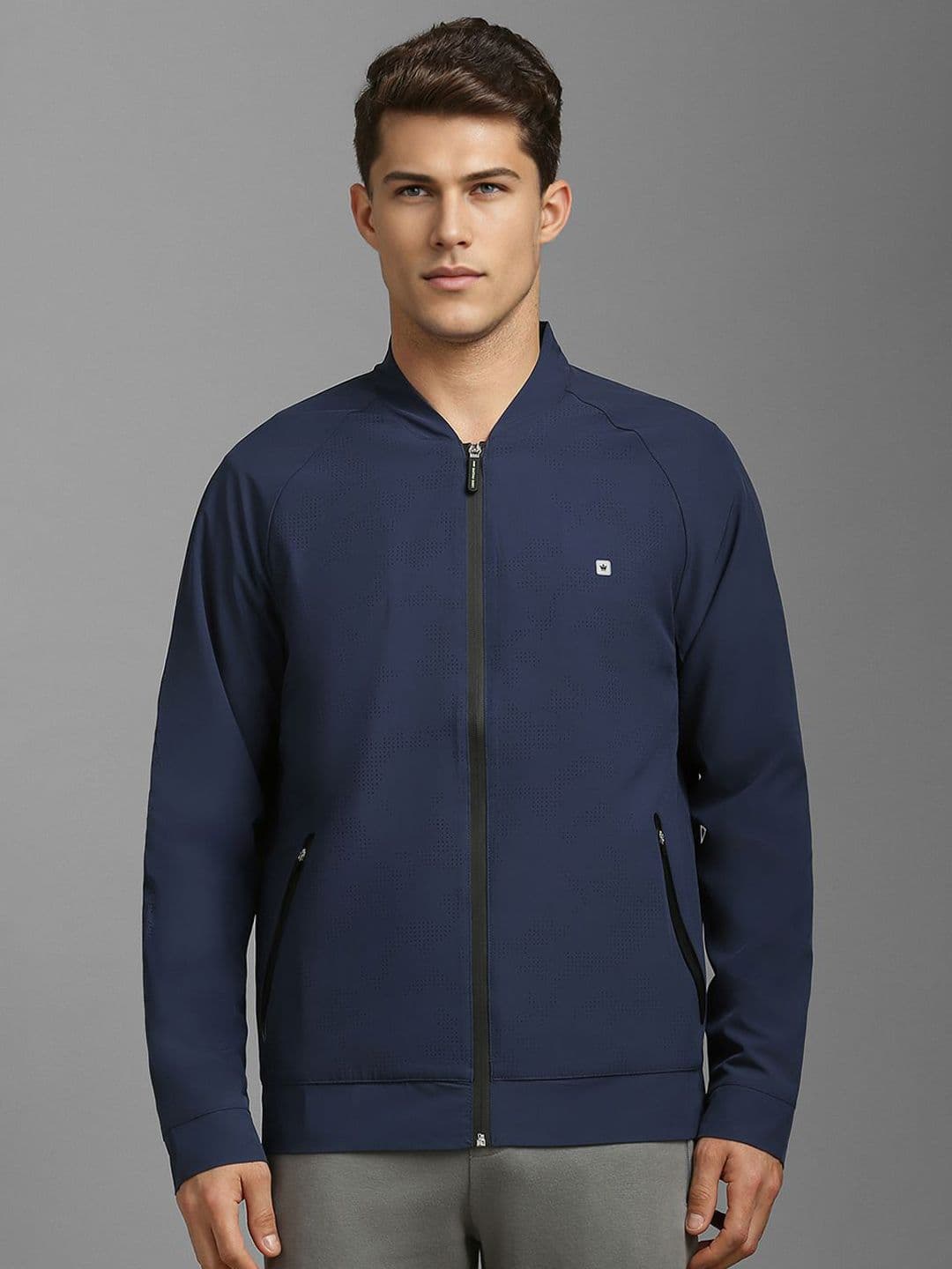 Louis Philippe Self Design Front Open Mock Collar Jacket - view 1