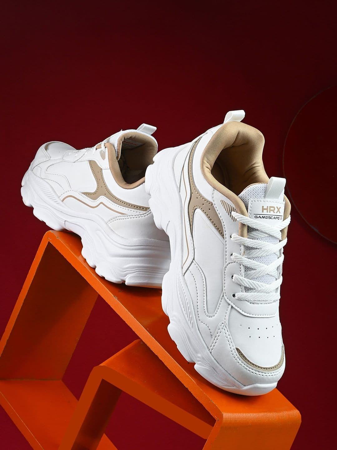 HRX by Hrithik Roshan Women White and Brown Color blocked Casual Shoes - view 1