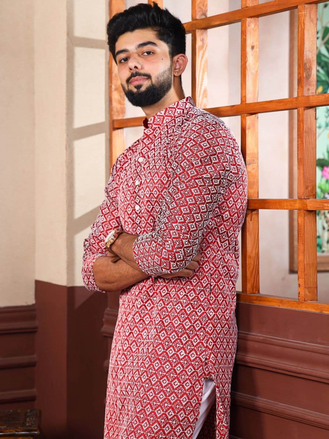 ALMORA Men Ethnic Motifs A-Line Kurtas - view 1