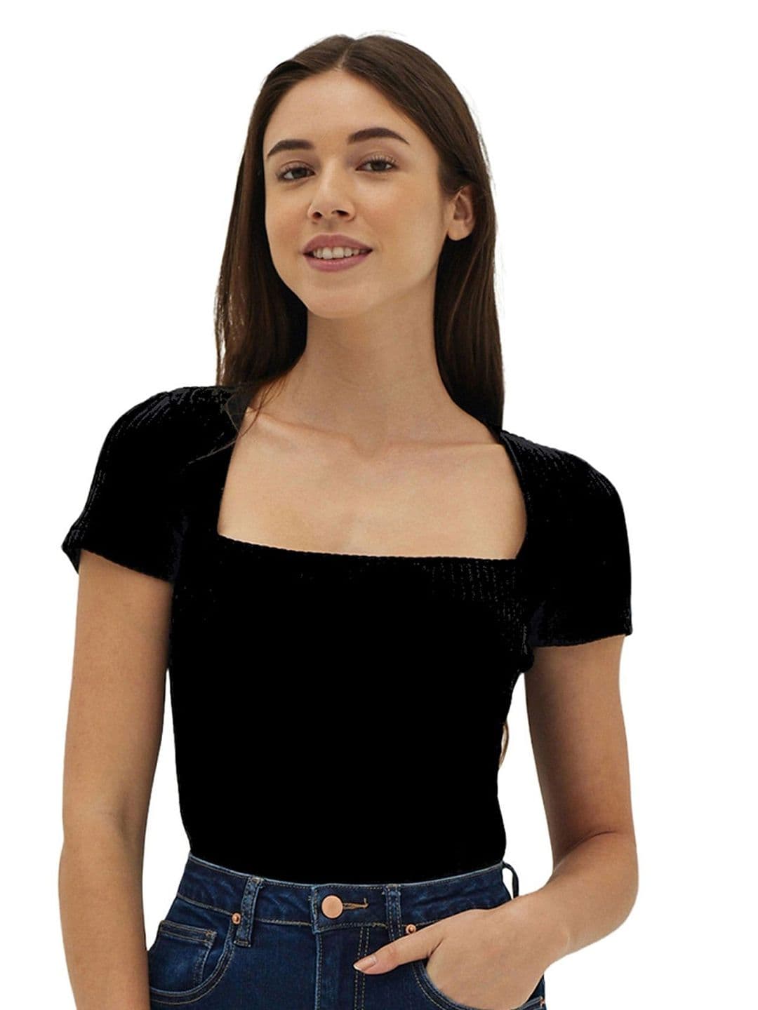 Stars and You Women Short Sleeves Square Neck Top - view 1