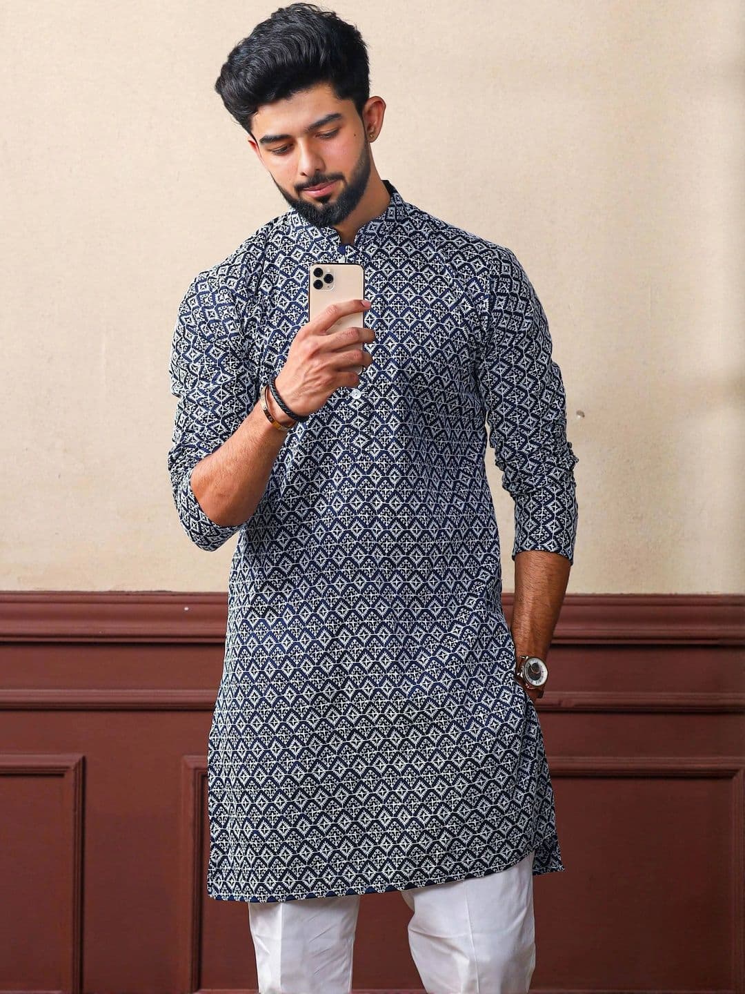 ALMORA Men Ethnic Motifs A-Line Kurtas - view 1