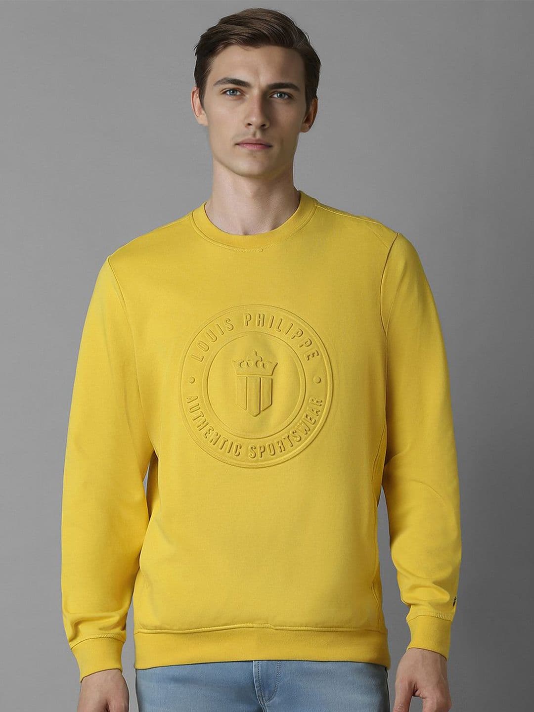 Louis Philippe Sport Graphic Self Design Pullover Cotton Sweatshirt - view 1