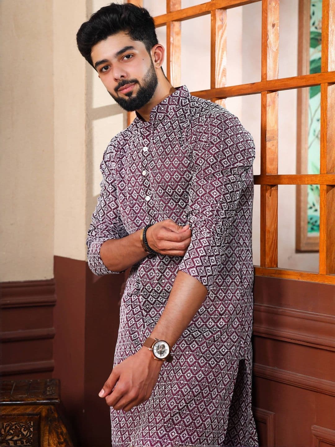ALMORA Men Ethnic Motifs A-Line Kurtas - view 1