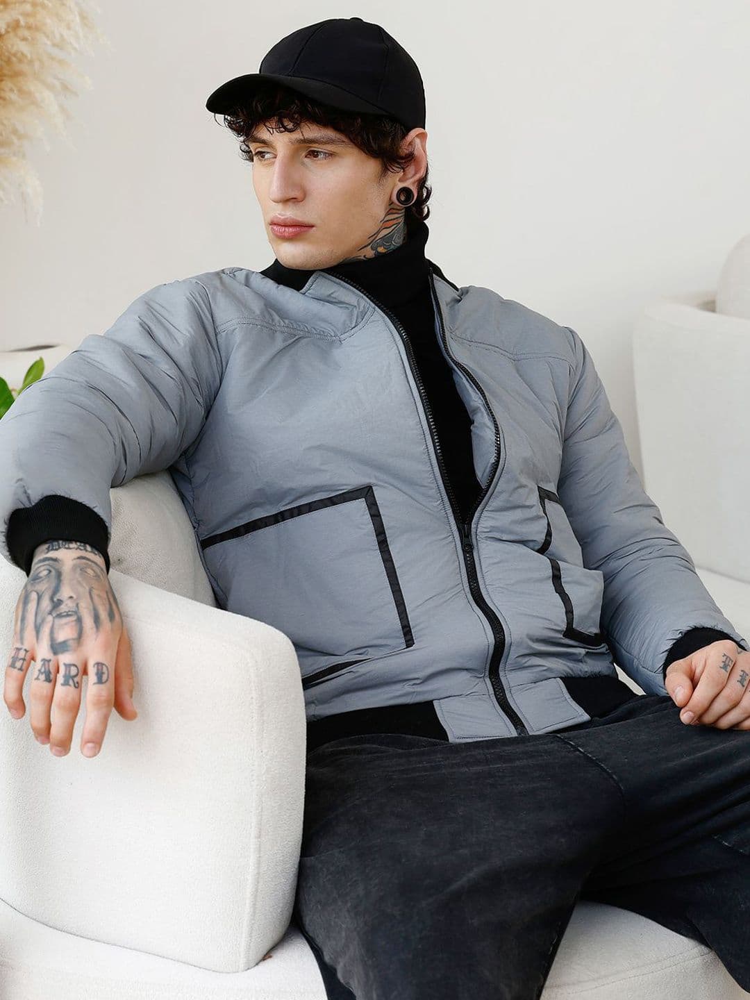 CAHOOT Men Mock Collar Solid Lightweight Bomber Jacket - view 1