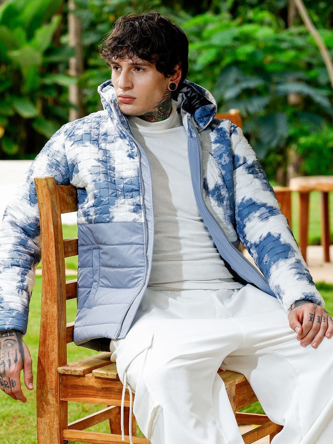 CAHOOT Men Hooded Abstract Printed Lightweight Puffer Jacket - view 1