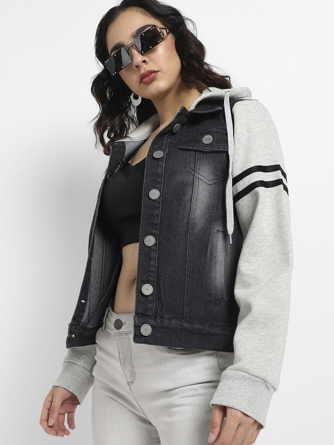 PINACOLADA Women Hooded Colourblocked Lightweight Denim Jacket - view 1