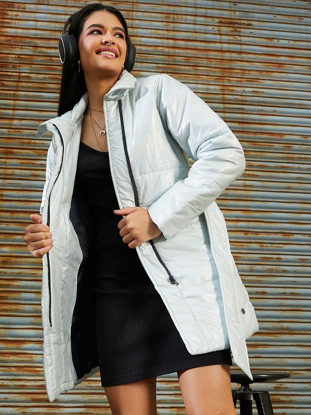 PINACOLADA Women Spread Collar Solid Lightweight Puffer Jacket - view 1