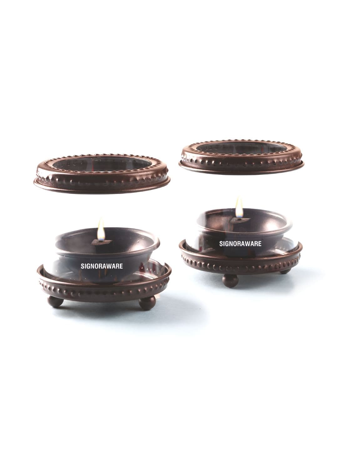 SignoraWare 2 Pieces Copper Toned Lume Decor Diya - view 1
