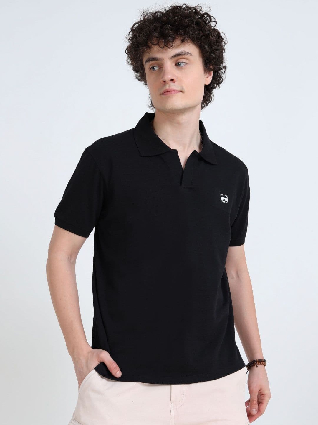 glitchez Men Solid Polo Collar T-shirt - view 1
