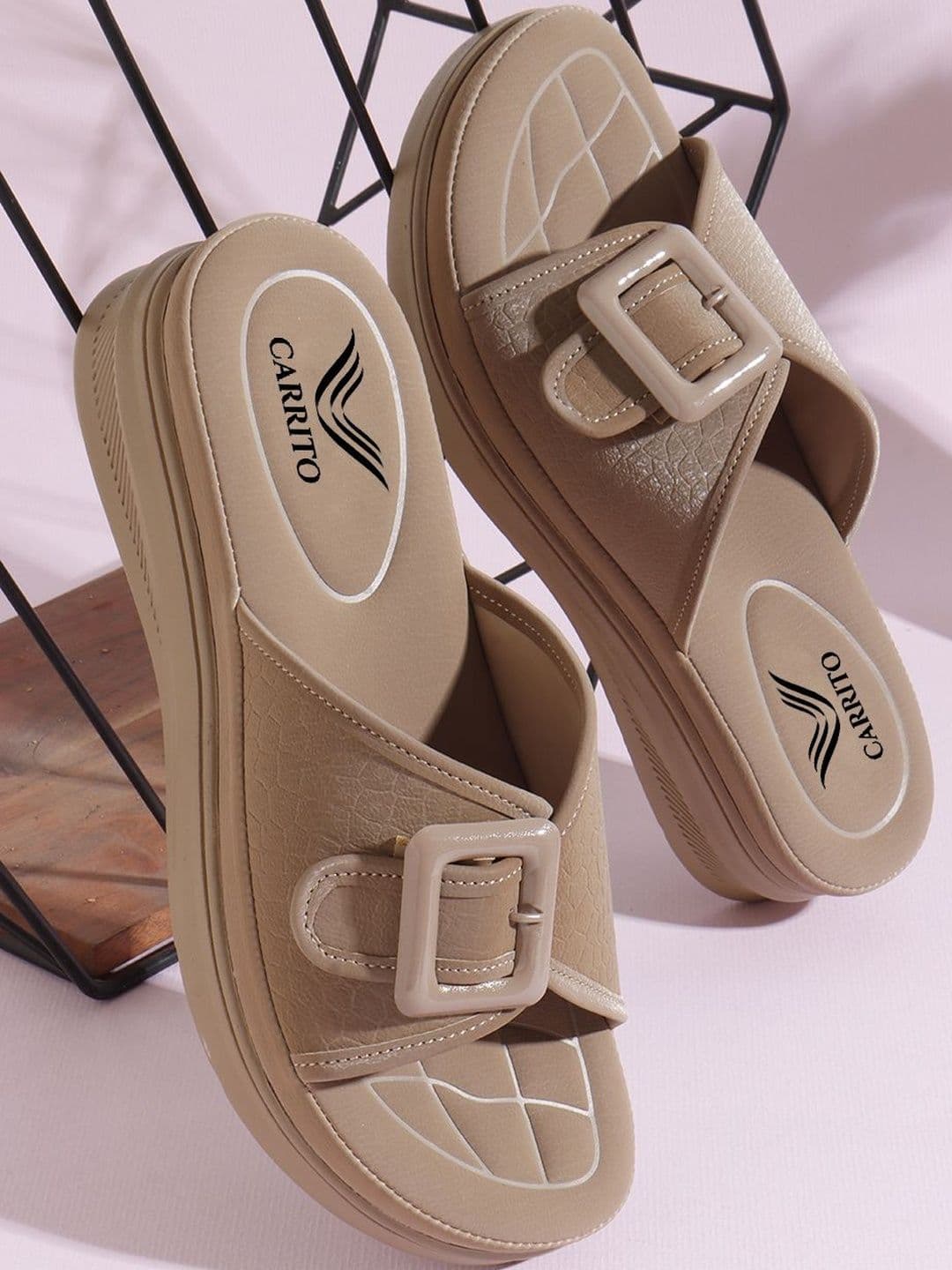 carrito Women Open Toe Wedge Sandals with Buckles - view 1
