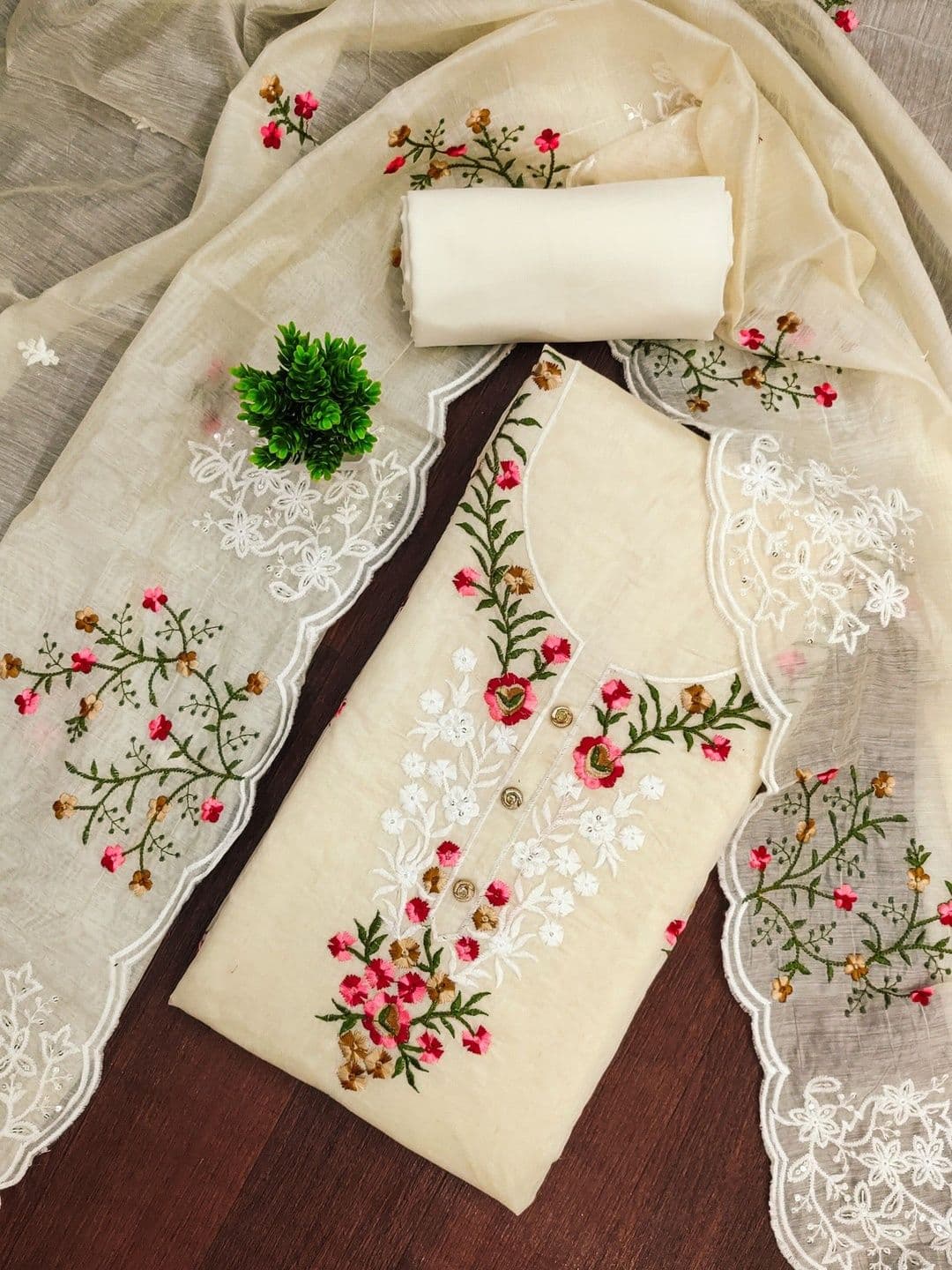 KALINI Embroidered Unstitched Dress Material - view 1