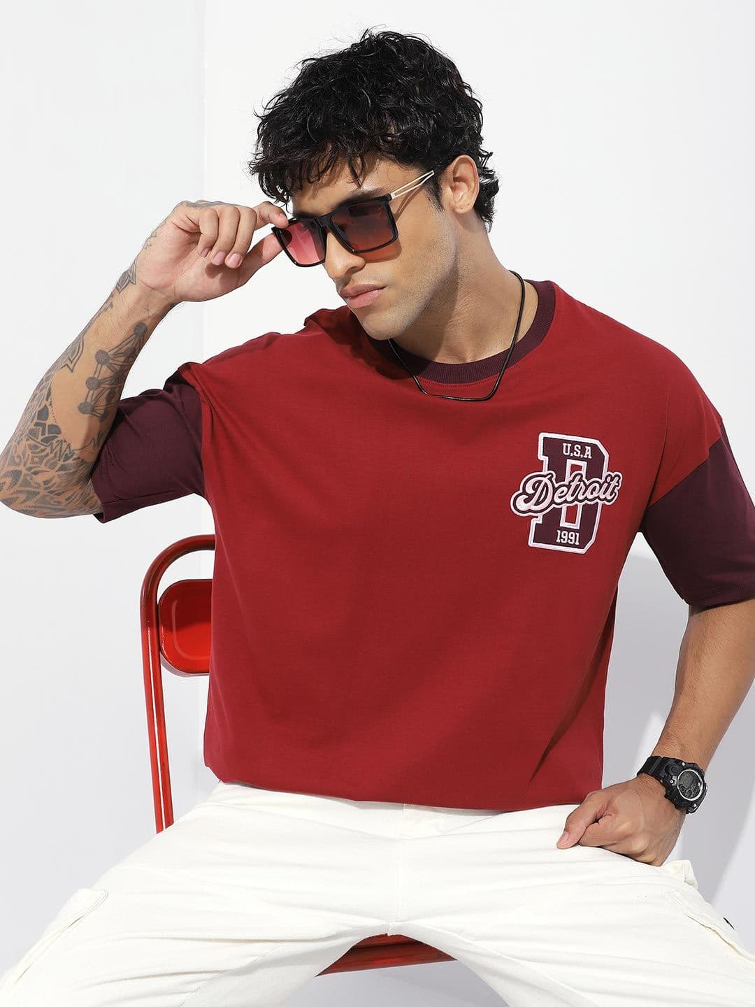 Stormborn Men Typography Colourblocked Drop-Shoulder Sleeves T-shirt - view 1