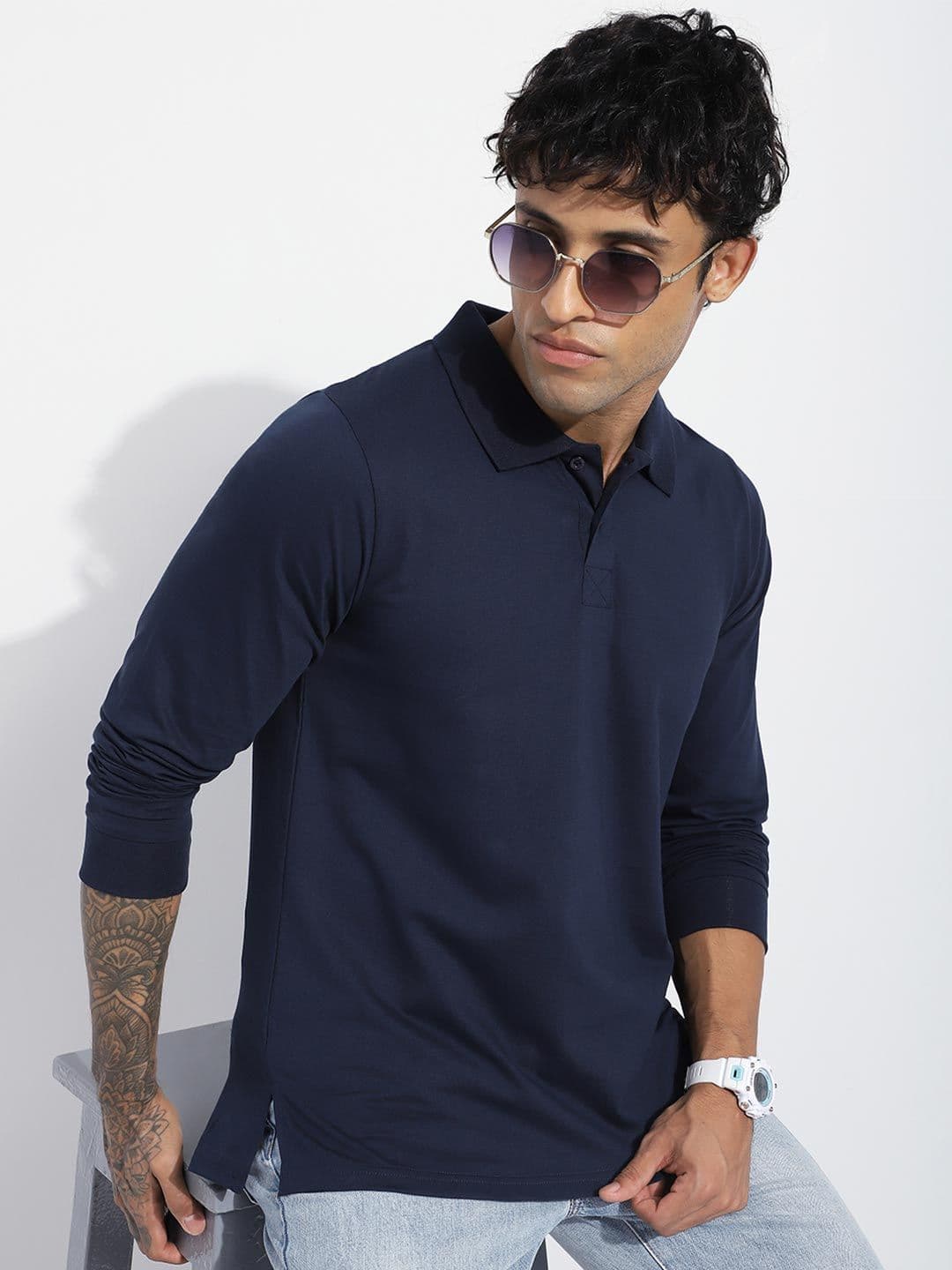 DILLINGER Men Regular Fit Long Sleeve Solid Polo Tshirt - view 1