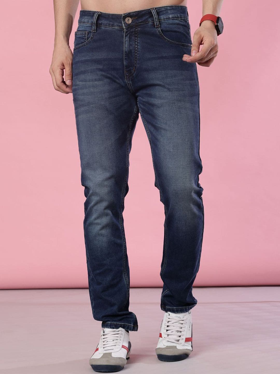 V-Mart Men Regular Fit Mid-Rise Light Fade Stretchable Jeans - view 1