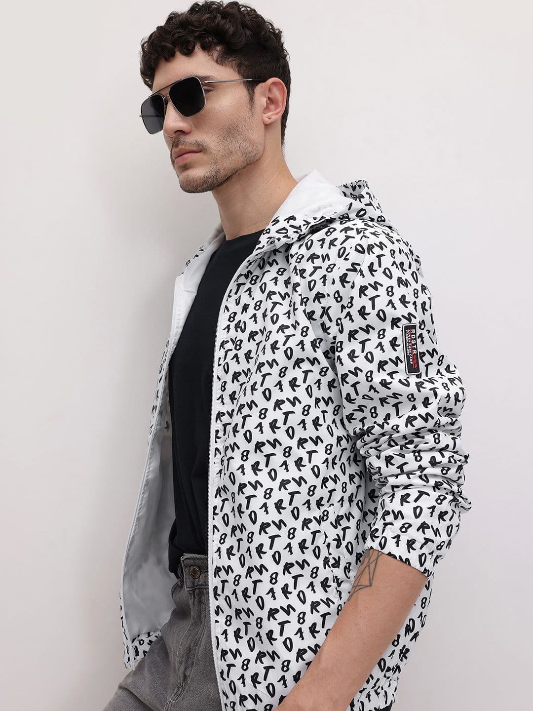 The Roadster Life Co. Typography Printed Hooded Bomber Jacket - view 1