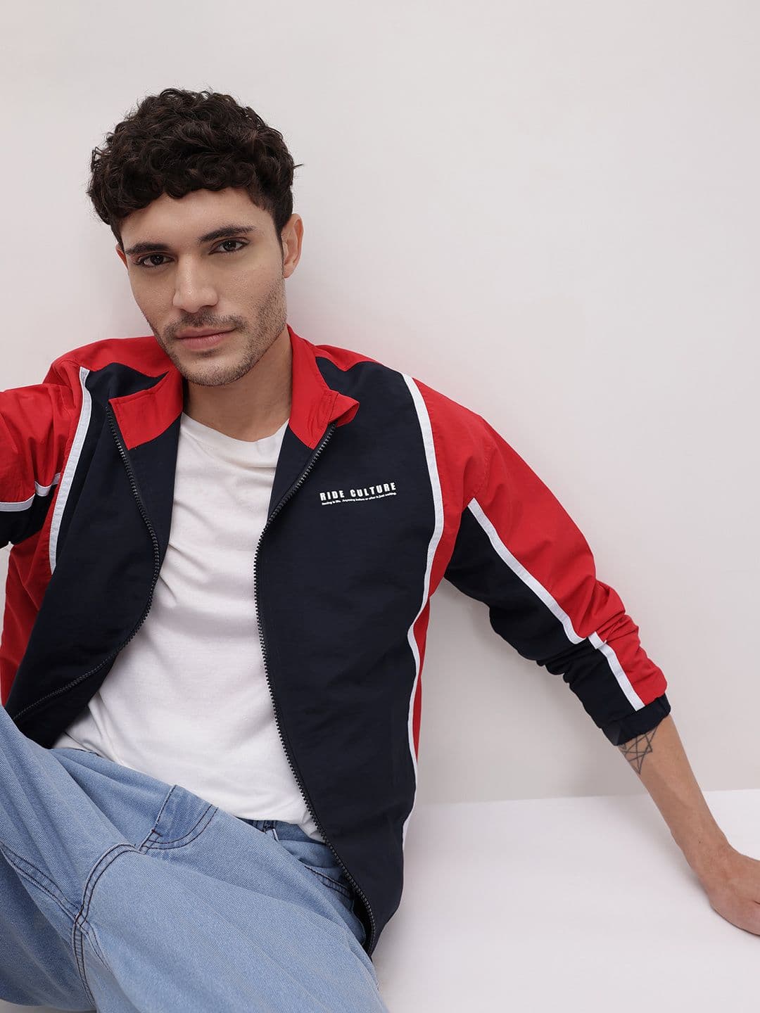 The Roadster Life Co. Men Colourblocked Mock Collar Bomber Jacket - view 1