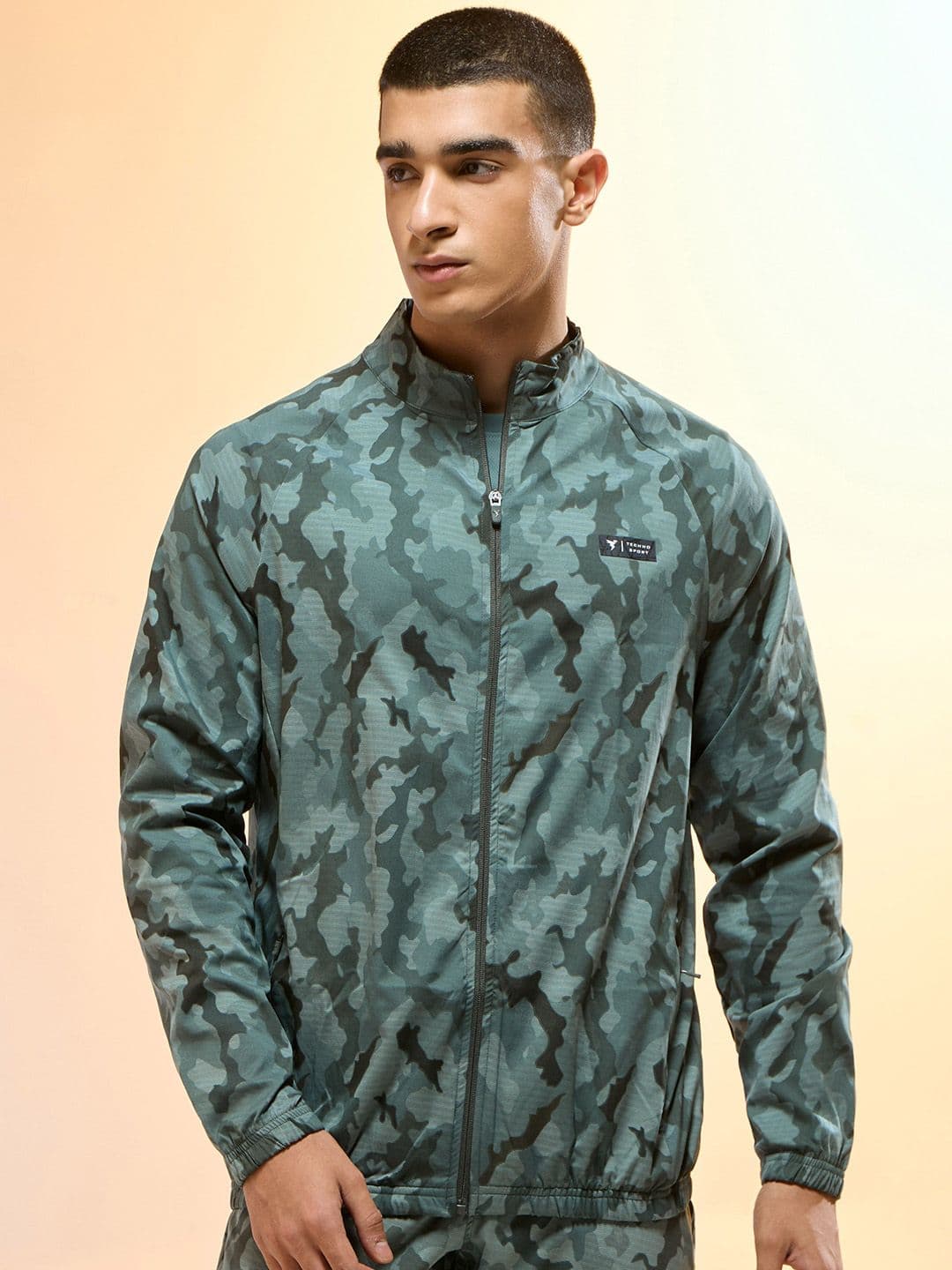 Technosport Men Stand Collar Camouflage Printed Lightweight Sporty Jacket - view 1