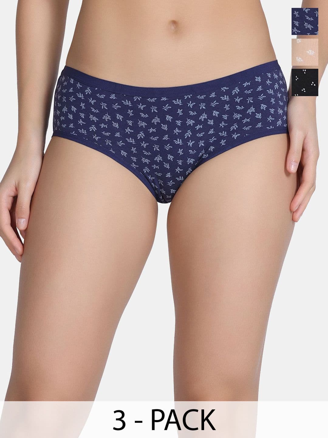 Zivame Pack Of 3 Floral Printed Cotton Hipster Briefs - view 1