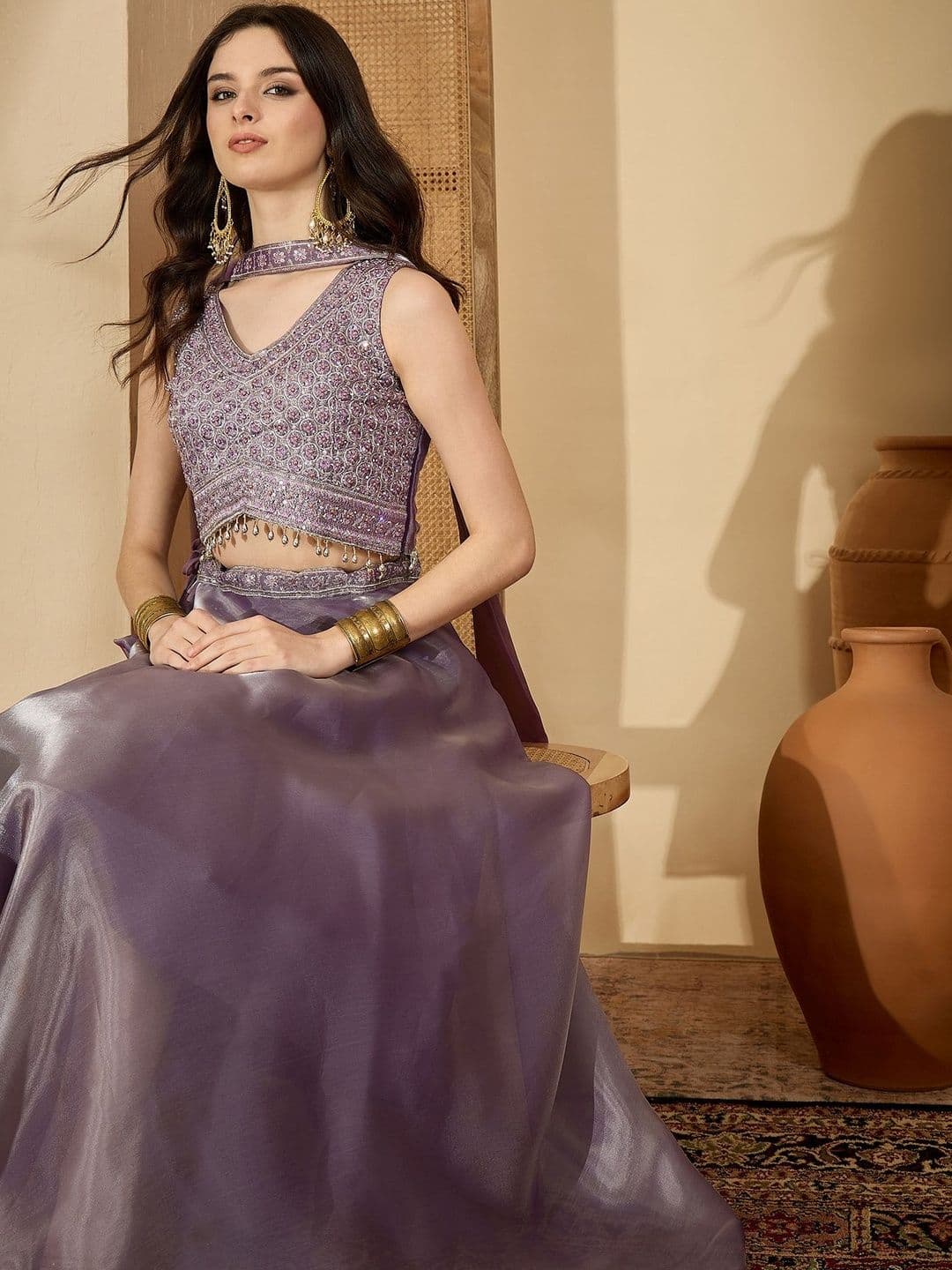 Sangria Embroidered Ready to Wear Lehenga & Blouse With Dupatta - view 1