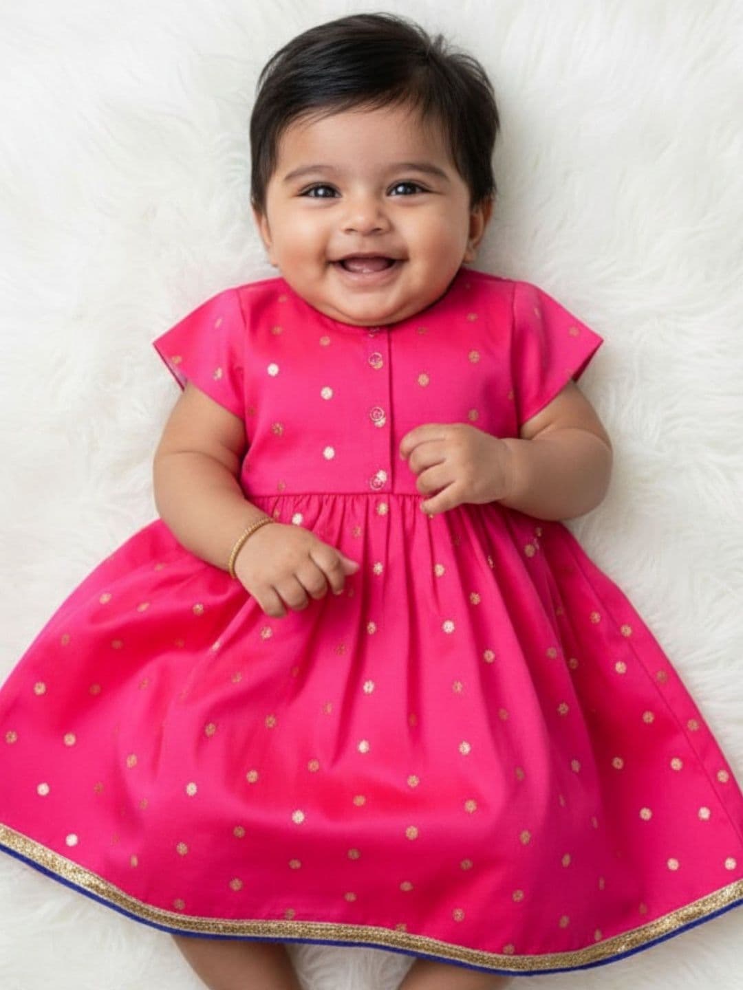 Sangria Kids Silk Pink Zari Lehenga and Pink Blouse Set - view 1