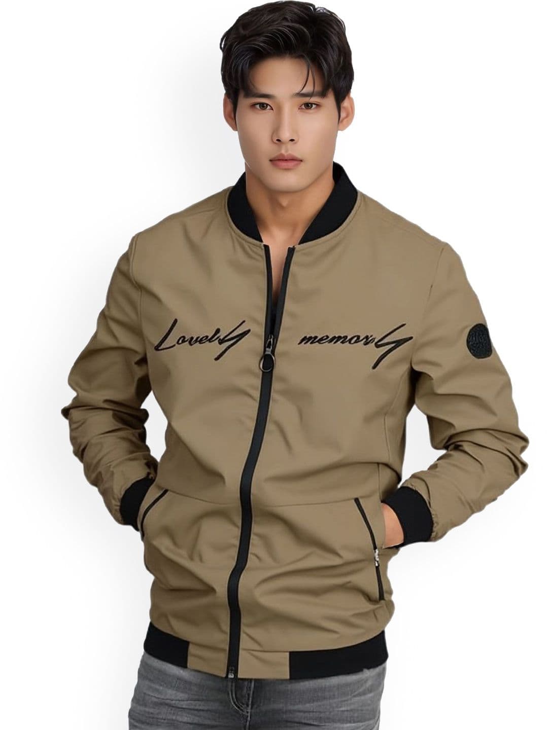 TAZO Men Stand Collar Typography Printed Lightweight Bomber Jacket - view 1