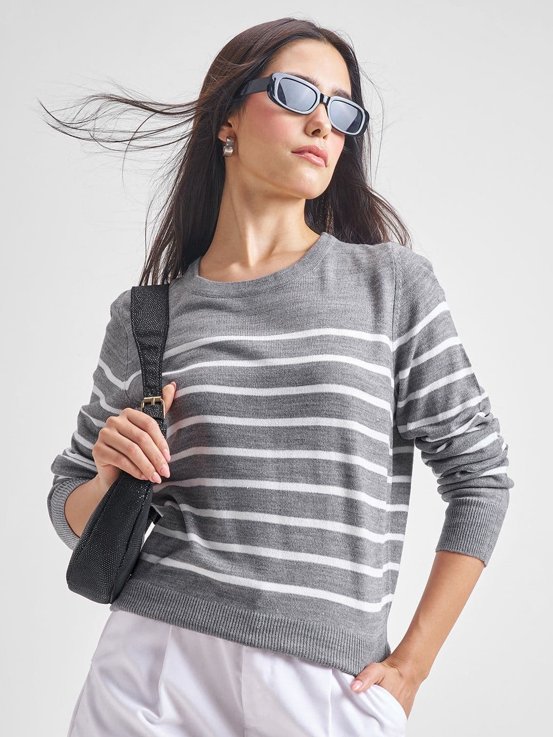 Tokyo Talkies Women Striped Pullover - view 1