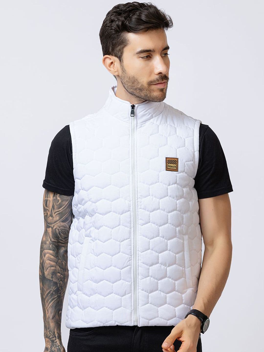 STYLOPLEX Men White Casual Solid Gilet Jacket - view 1