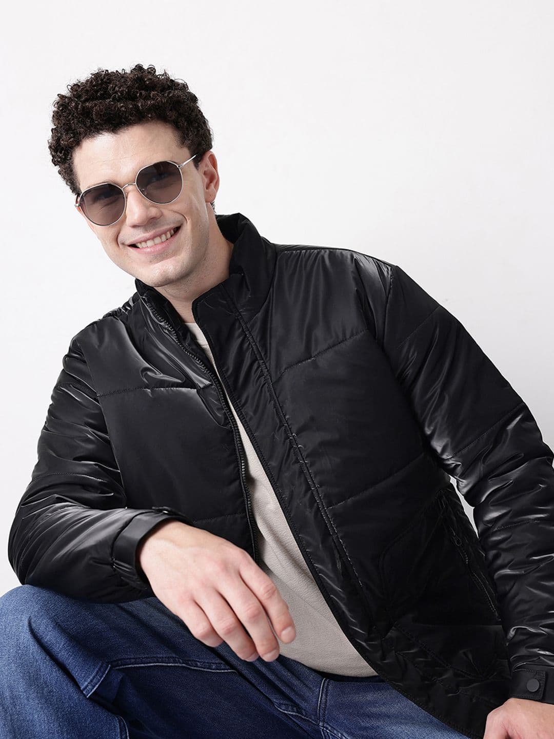 Mast & Harbour Mock Collar Padded Jacket - view 1
