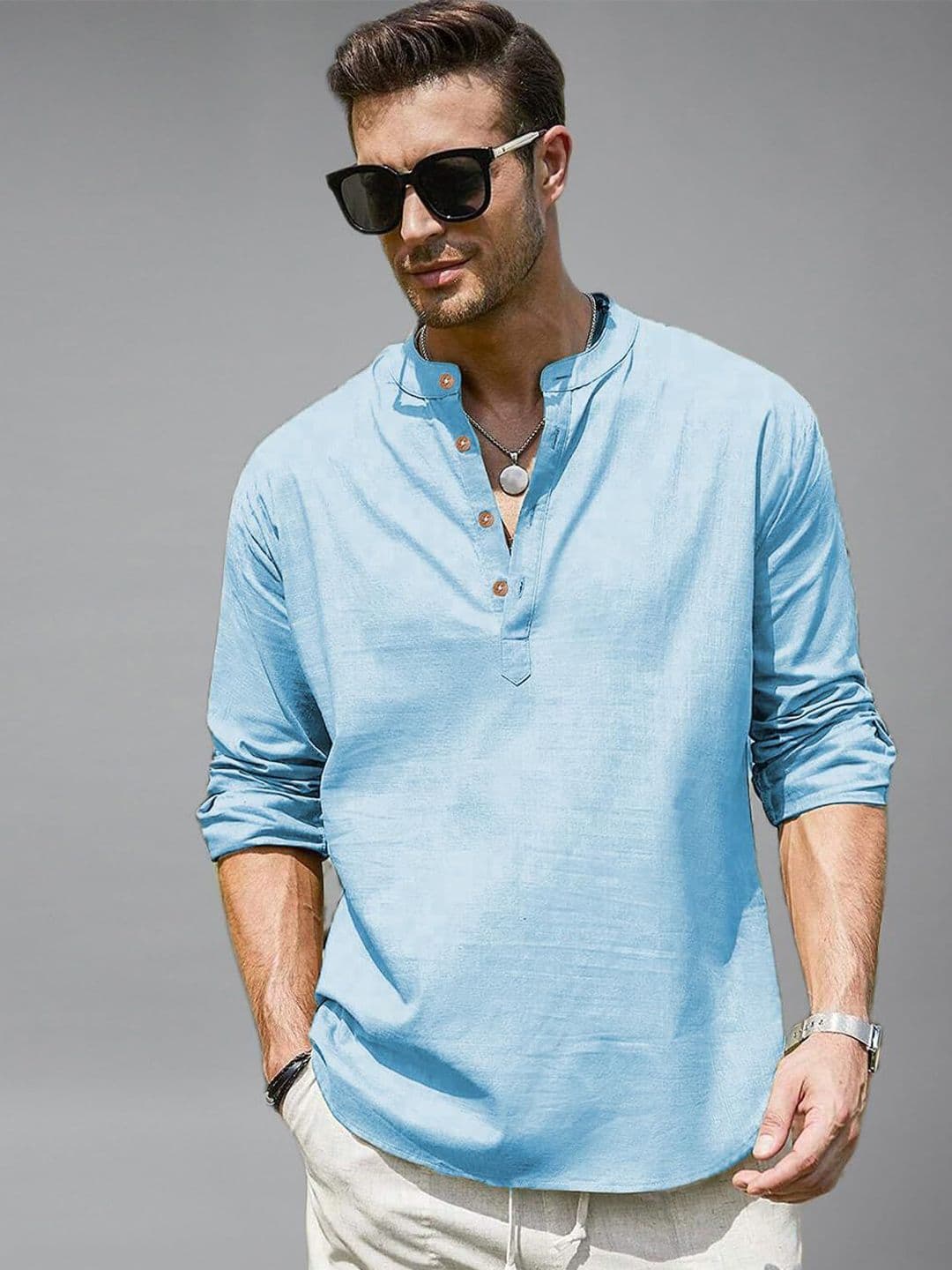 Vida Loca Men Mandarin Collar Straight Kurta - view 1
