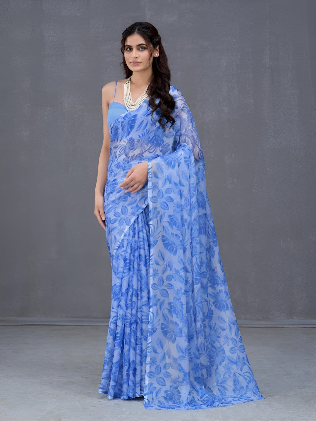 Garden Vareli Floral Printed Pure Chiffon Saree - view 1