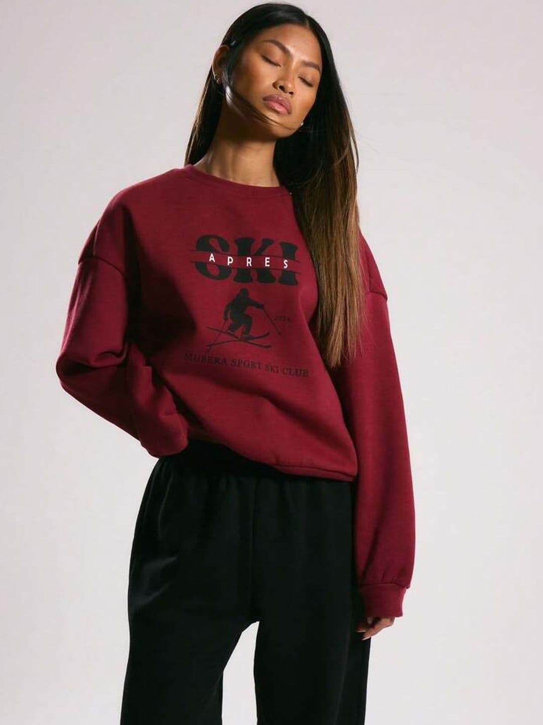 Roadster Women Solid Maroon Round Neck Sweatshirt - view 1