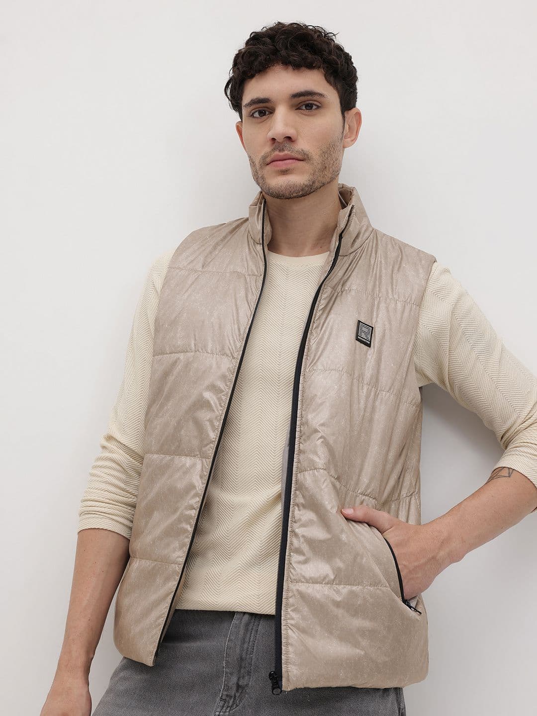 The Roadster Life Co. Tie And Dye Mock Collar Sleeveless Jacket - view 1