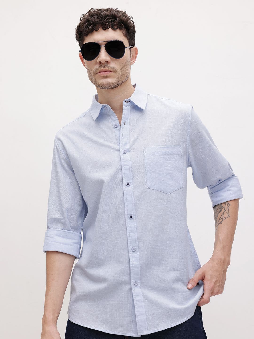 The Roadster Life Co. Spread Collar Pure Cotton Casual Shirt - view 1