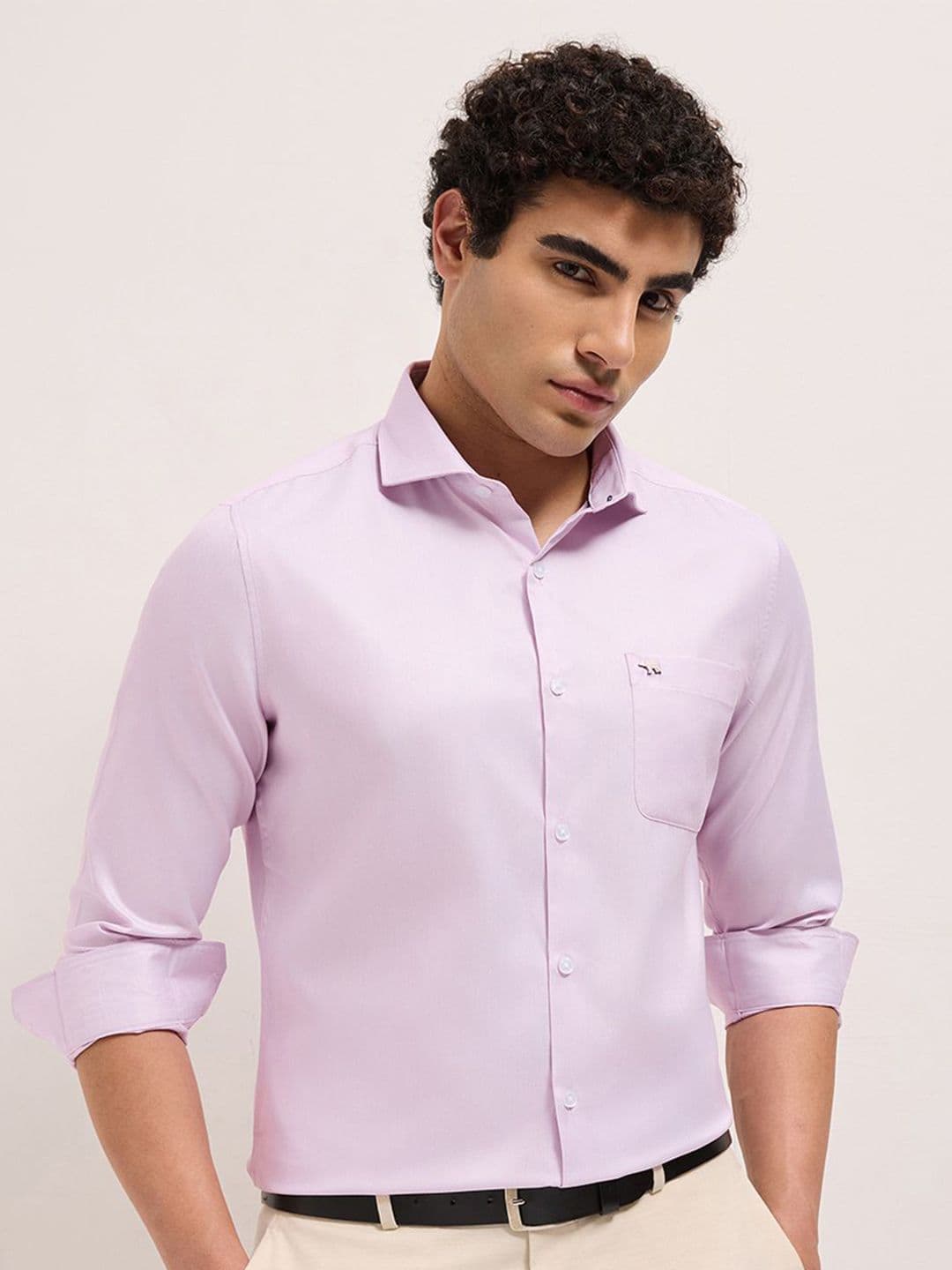 THE BEAR HOUSE Men Tailored Fit Solid Spread Collar Formal Shirt - view 1