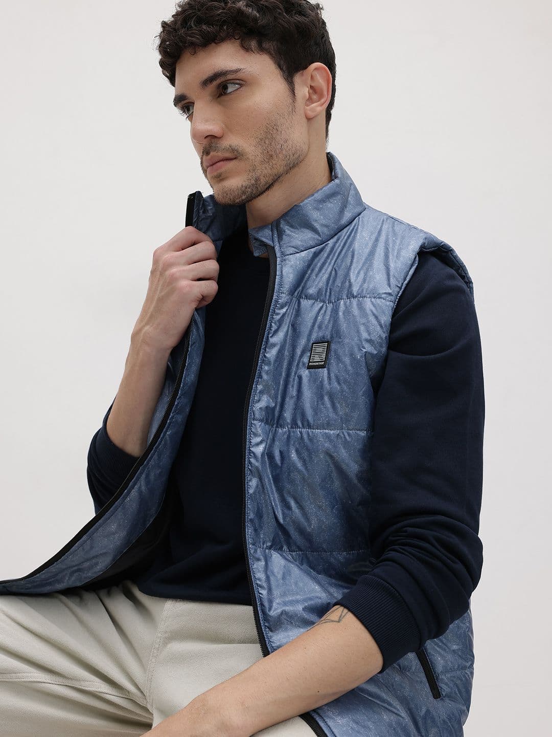 The Roadster Life Co. Tie And Dye Mock Collar Sleeveless Jacket - view 1
