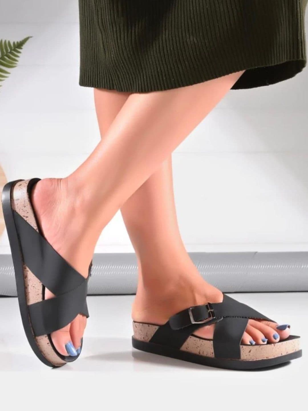 Shozie Girls Black Open Back Sliders - view 1