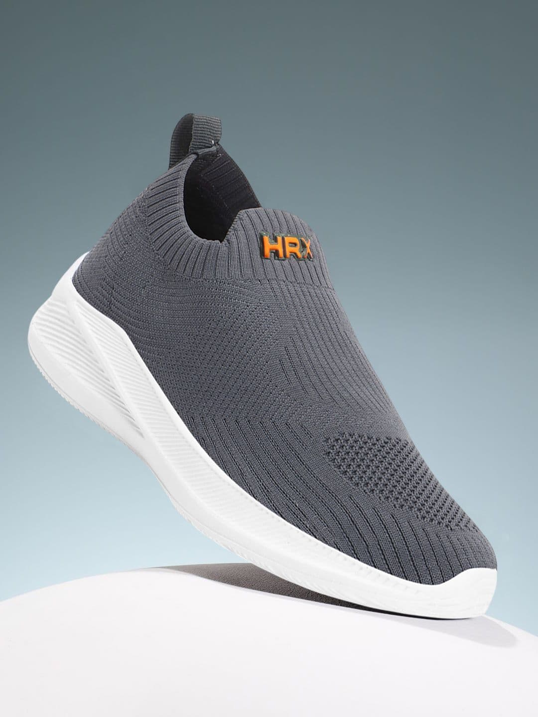 HRX by Hrithik Roshan Men Grey Textured Round Toe Lightweight Textile Slip-On Sneakers - view 1