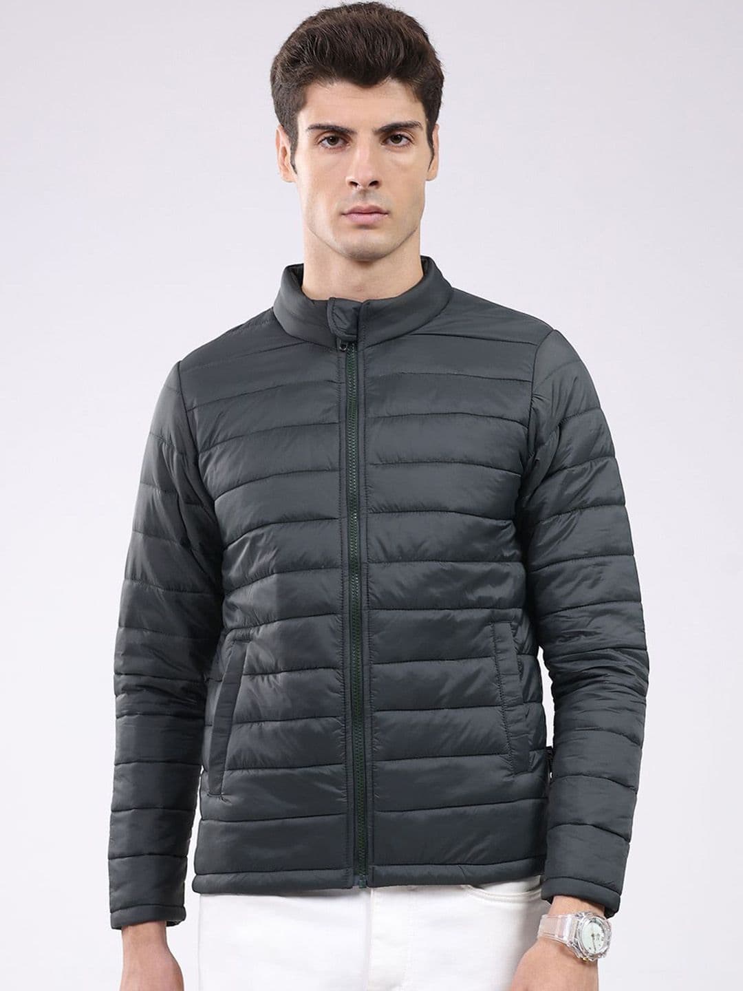 rock.it Men Geometric Mock Neck Full Sleeve Puffer Jacket - view 1