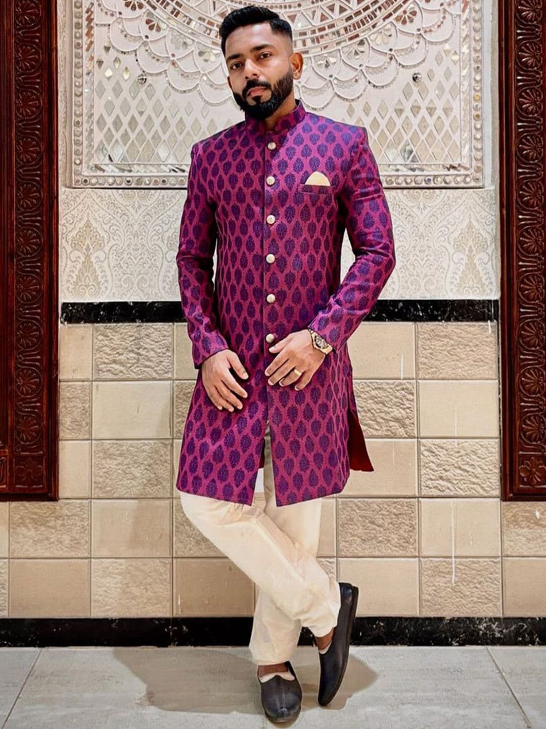 KISAH Ethnic Motifs Indowestern Sherwani Set - view 1