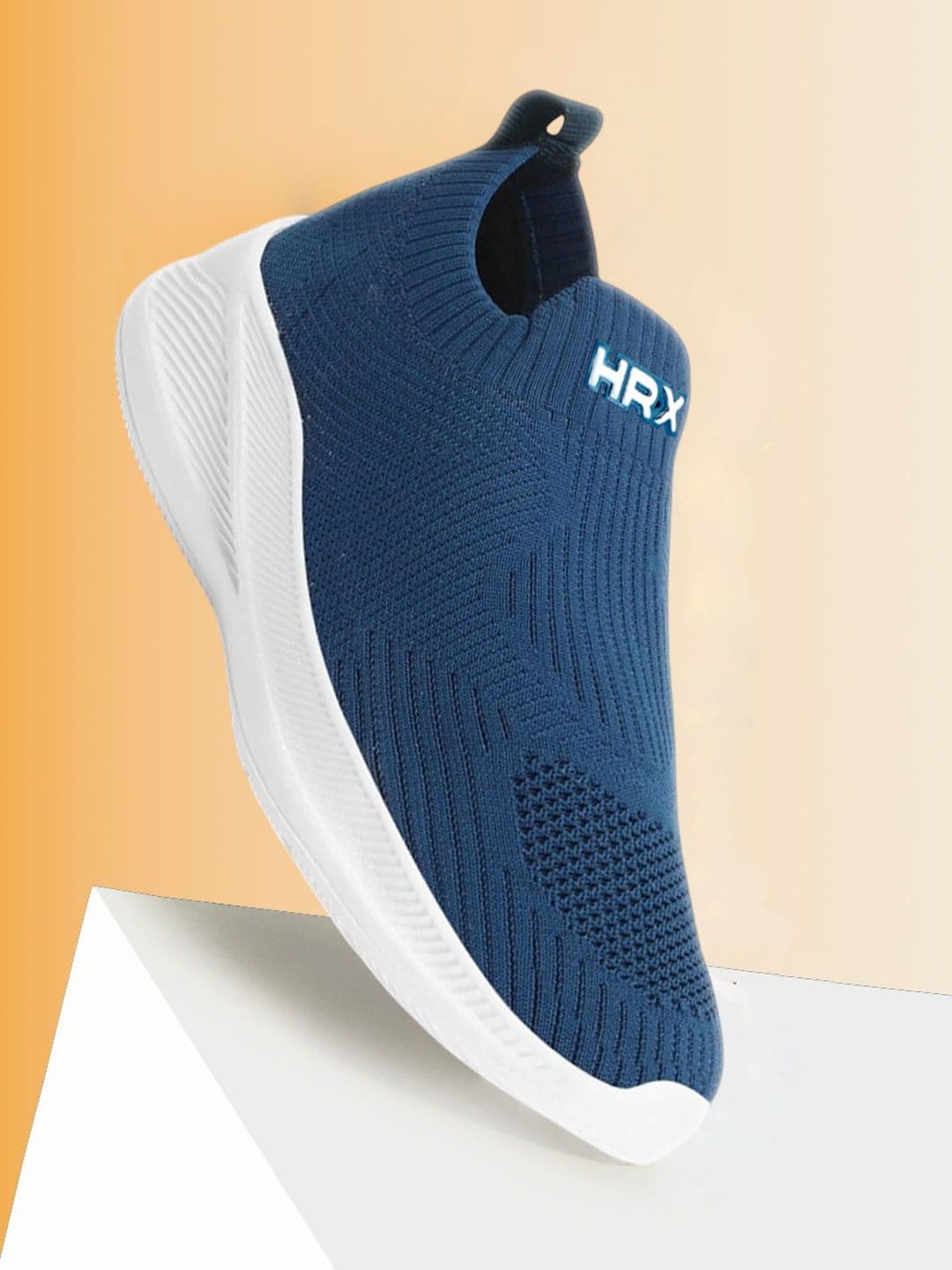 HRX by Hrithik Roshan Men Blue Textured Round Toe Lightweight Textile Slip-On Sneakers - view 1
