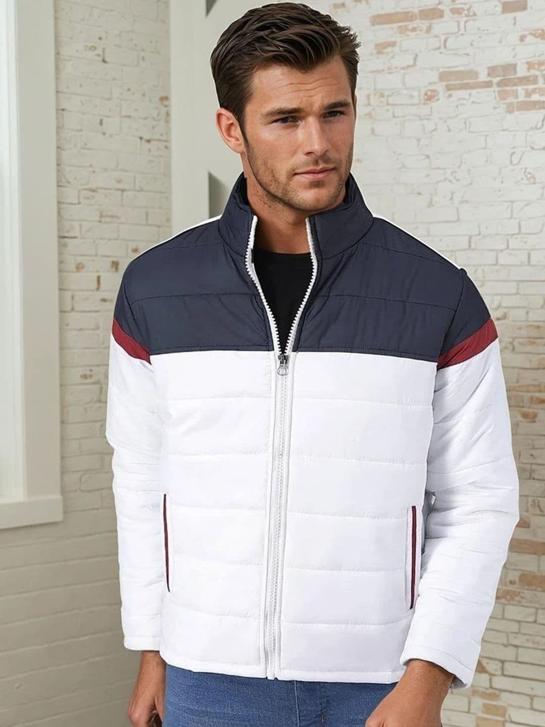 Kotty Men Mock Collar Colourblocked Puffer Jacket - view 1