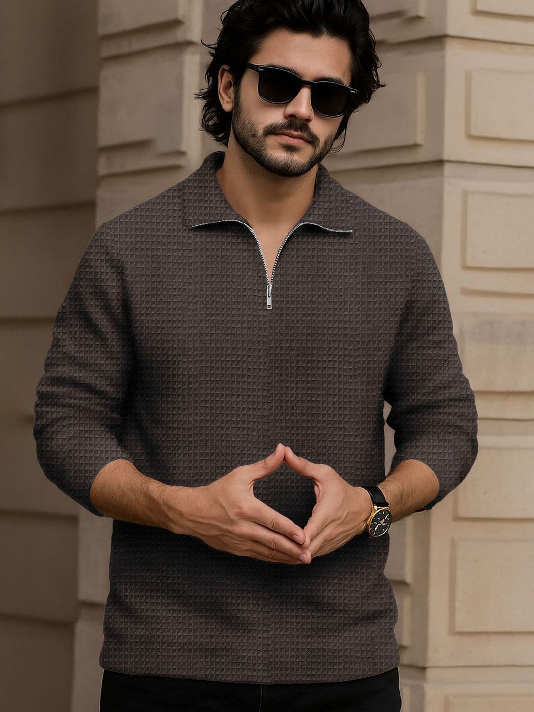 Force Men Self Design Relaxed Fit Polo Collar T-shirt - view 1