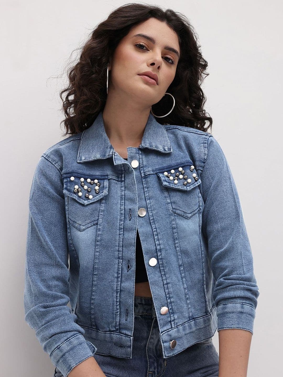 Roadster Women Blue Denim Denim Jacket - view 1