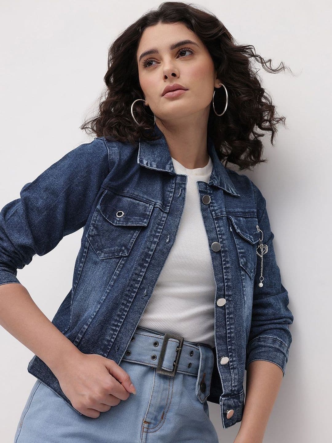 Roadster Women Navy Blue Denim Denim Jacket - view 1