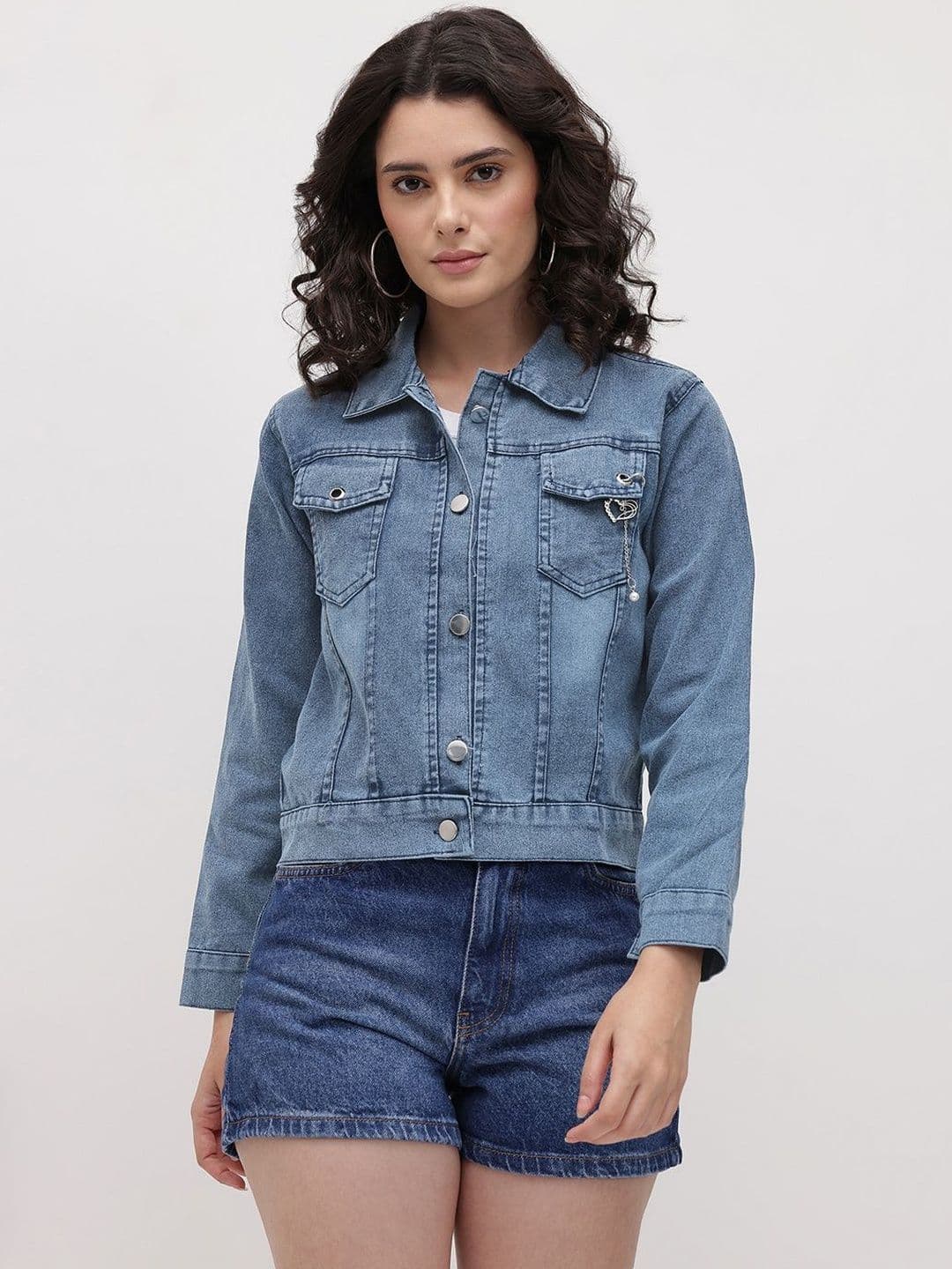Roadster Women Blue Denim Denim Jacket - view 1