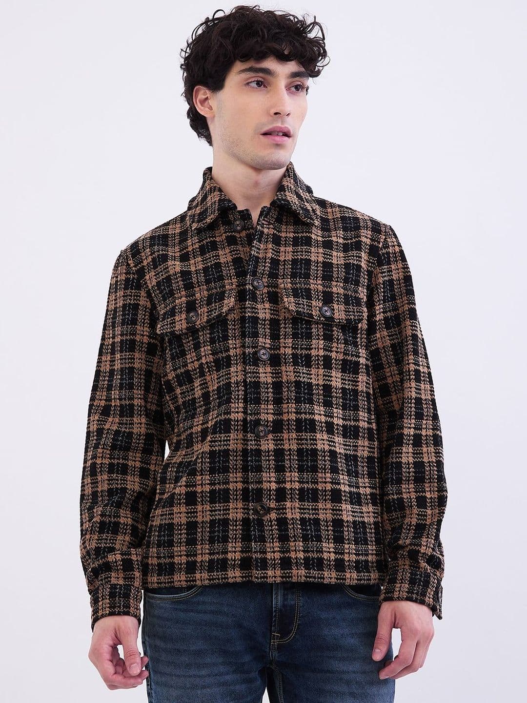 SPYKAR Men Checked Woven Straight Fit Casual Jacket - view 1